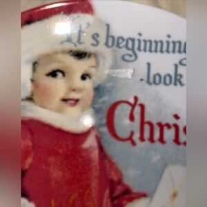 Pottery Barn Holiday Salad Dessert Retro Christmas Girl 8 Inch